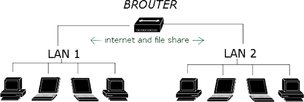 Brouter kullanan iki ağ birbiri ile hem yönlendirmeli hem yönlendirmesiz olarak haberleşebilir.
